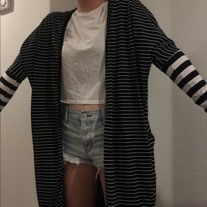 Black and white long cardigan